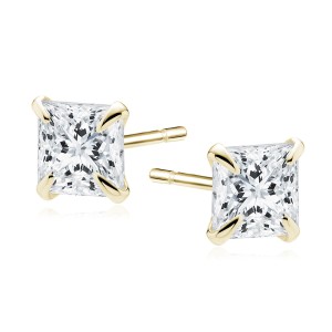 Cercei argint placati cu aur galben cu piatra Princess Cut 4 mm DiAmanti 1CK4EG_W-DIA (Argint 925‰ 0,5 g.)